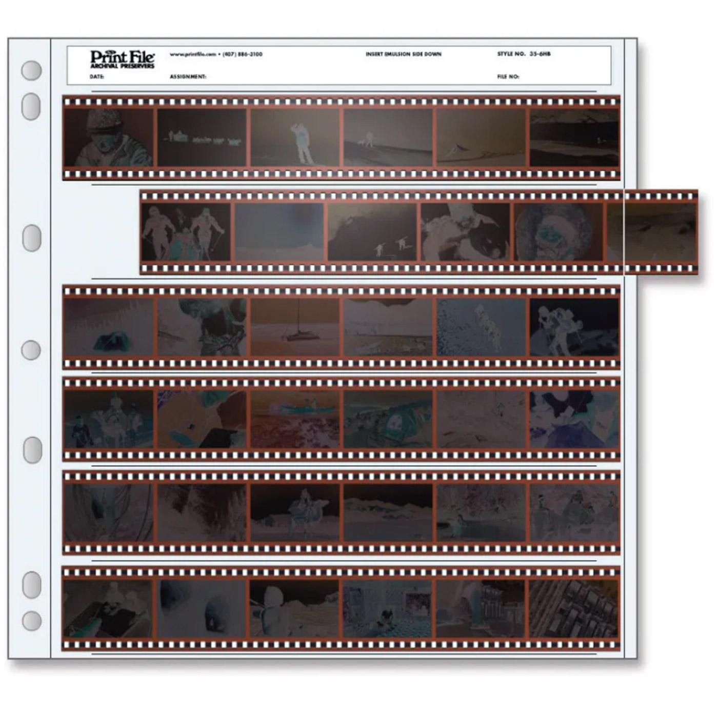 Print File Ordnerhüllen 35-6HB für 6x  6er-KB-Streifen PE 100 Stück