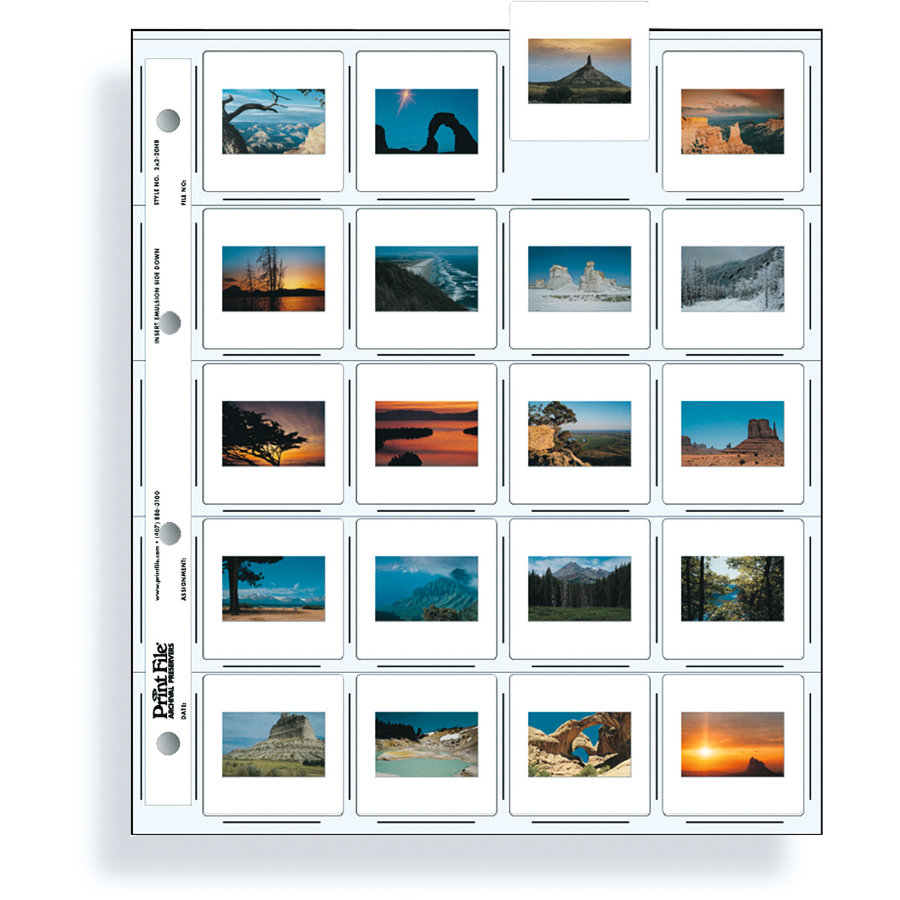 Print File Dia-Ordnerhüllen 2x2-20HB für 20 KB-Dias extrastark 500 Blatt