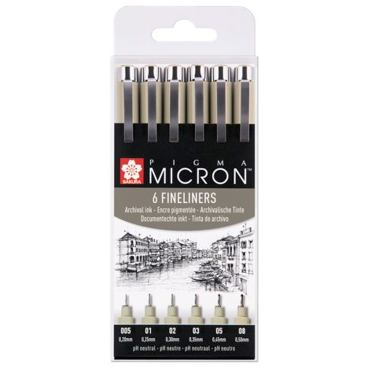 Set Pigma Micron black / 6 Pens in 6 Grades